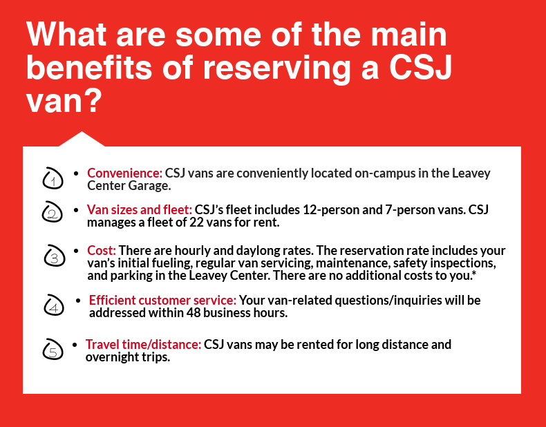 Third portion of CSJ Van Infographic, all text on infographic is written out below infographics in text on our website